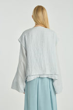 Light blue crushed linen layered short coat