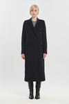 Black cashmere melton tailored coat