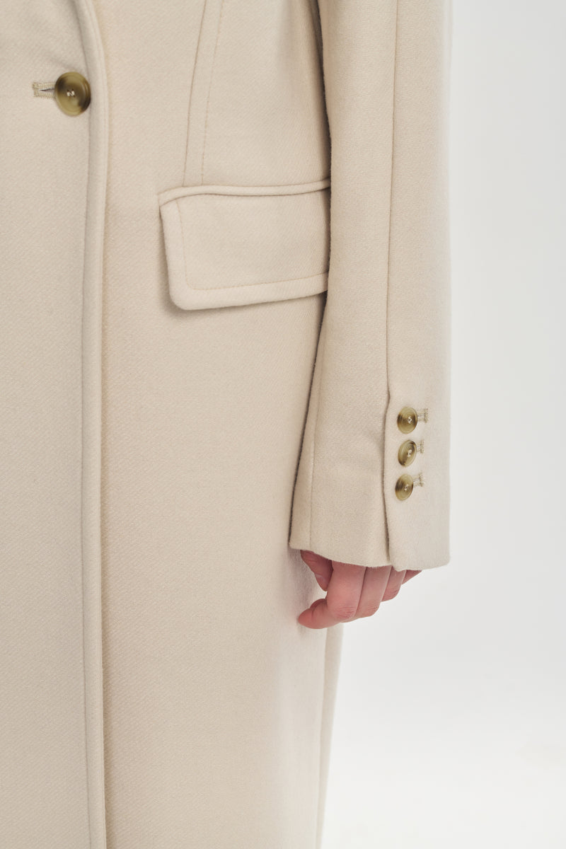 Light beige wool cashmere tailored coat