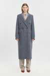 Soft blue harris tweed tailored coat