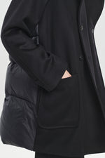 Black wool cashmere & quilt peacoat