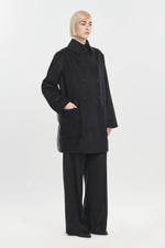 Black wool cashmere & quilt peacoat