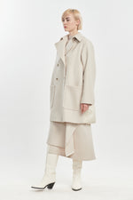 Light beige wool cashmere & quilt peacoat