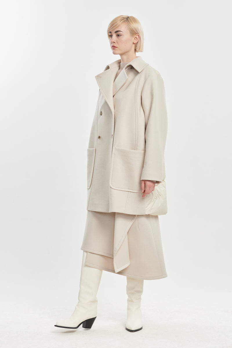 Light beige wool cashmere & quilt peacoat