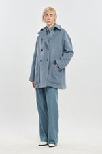 Light blue soft fleece wool peacoat