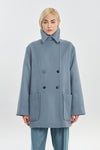 Light blue soft fleece wool peacoat