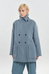 Light blue soft fleece wool peacoat