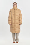 Beige soft touch shell long down coat