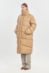 Beige soft touch shell long down coat