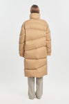 Beige soft touch shell long down coat