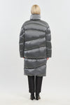 Silver soft touch shell long down coat