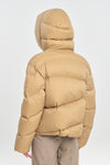 Beige soft touch shell short down coat