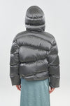 Silver soft touch shell short down coat