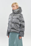 Silver soft touch shell short down coat