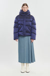 Plum soft touch shell short down coat