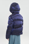 Plum soft touch shell short down coat