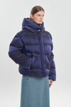 Plum soft touch shell short down coat