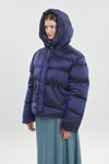 Plum soft touch shell short down coat