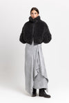 Charcoal black faux alpaca fur bomber jacket