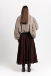 Light taupe faux alpaca fur bomber jacket