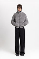 Grey quilted corduroy bomber jacket