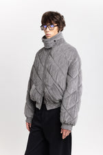 Grey quilted corduroy bomber jacket
