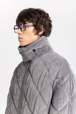 Grey quilted corduroy bomber jacket
