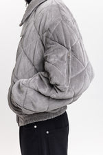Grey quilted corduroy bomber jacket