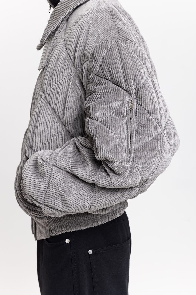 Grey quilted corduroy bomber jacket – NEHERA
