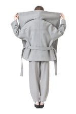 Grey doubleface felt belted short coat