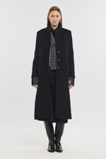 Black wool cashmere tailored coat