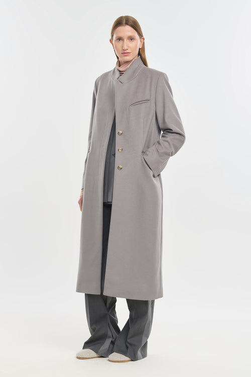 Grey wool cashmere tailored coat