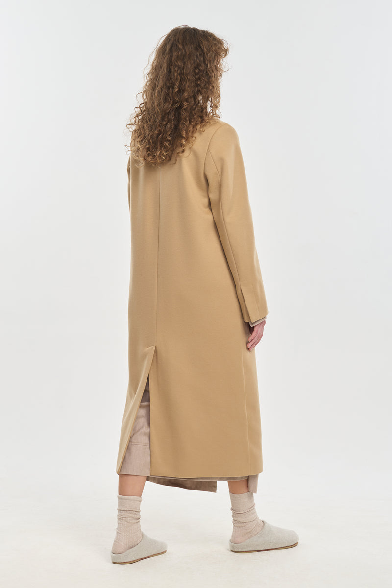 Oatmeal wool cashmere tailored coat