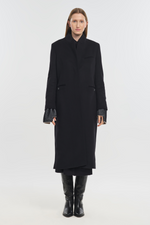 Black wool cashmere tailored coat