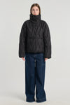 Black and purple quilted anorak