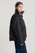 Black and purple quilted anorak