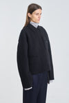 Black wool blend short coat