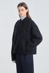 Black wool blend short coat