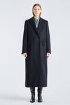 Black wool cashmere melton tailored coat
