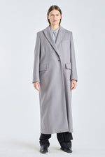 Grey wool cashmere melton tailored coat