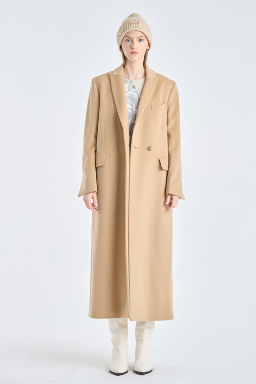 Oatmeal wool cashmere melton tailored coat