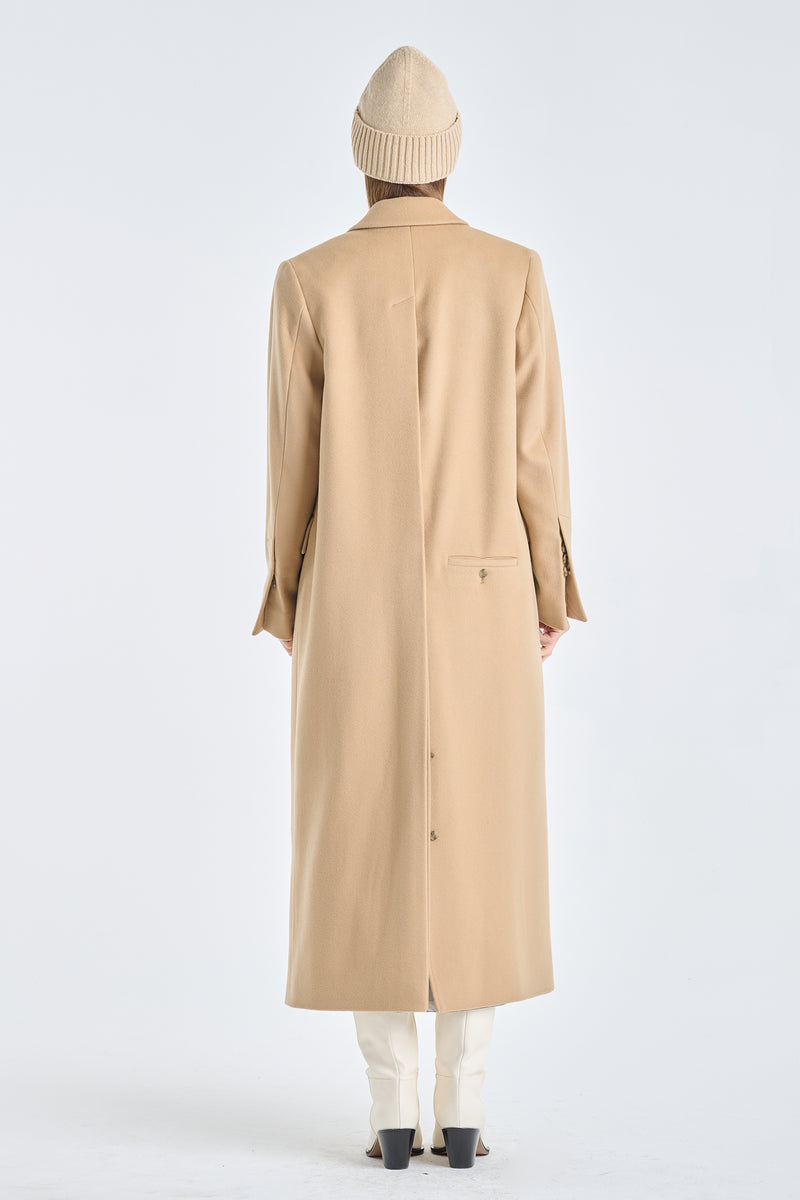 Oatmeal wool cashmere melton tailored coat