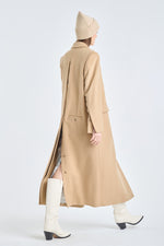 Oatmeal wool cashmere melton tailored coat