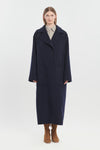 Dark blue soft fleece wool tailored coat