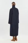 Dark blue soft fleece wool tailored coat