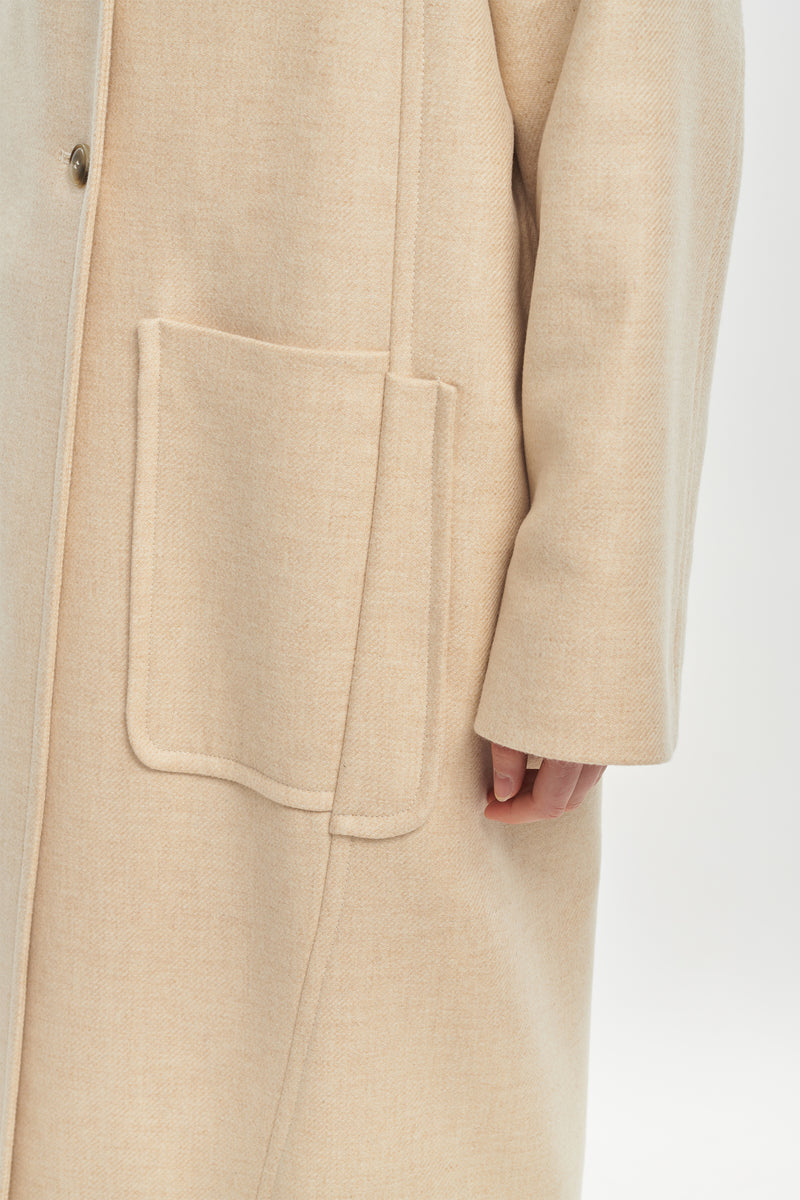 Light beige alpaca wool tailored coat