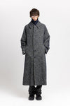 Navy & green twill blend unisex coat with double collar