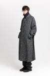 Navy & green twill blend unisex coat with double collar