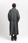 Navy & green twill blend unisex coat with double collar