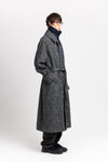 Navy & green twill blend unisex coat with double collar